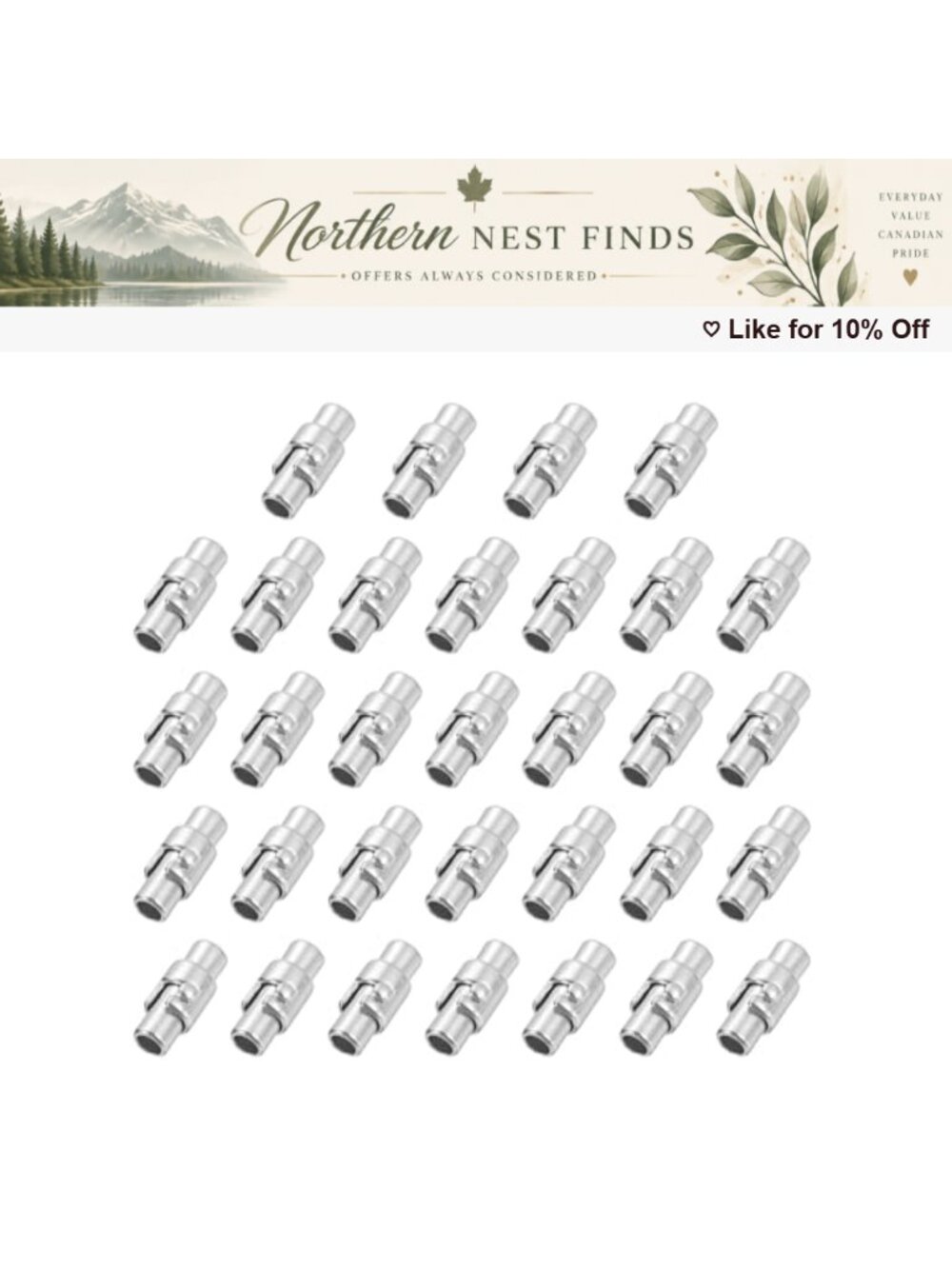 32 Pc Magnetic Clasp End Caps 3mm Leather Cord JewelryMaking DIY